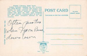 Public Library and Fifth Ave, Manhattan, New York, N.Y., Early Postcard, Unused