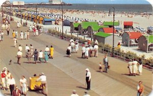 Colorful cabanas and beach chairs grace this beach Atlantic City, New Jersey  