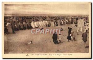 Old Postcard Malo baths View of The Beach at low tide