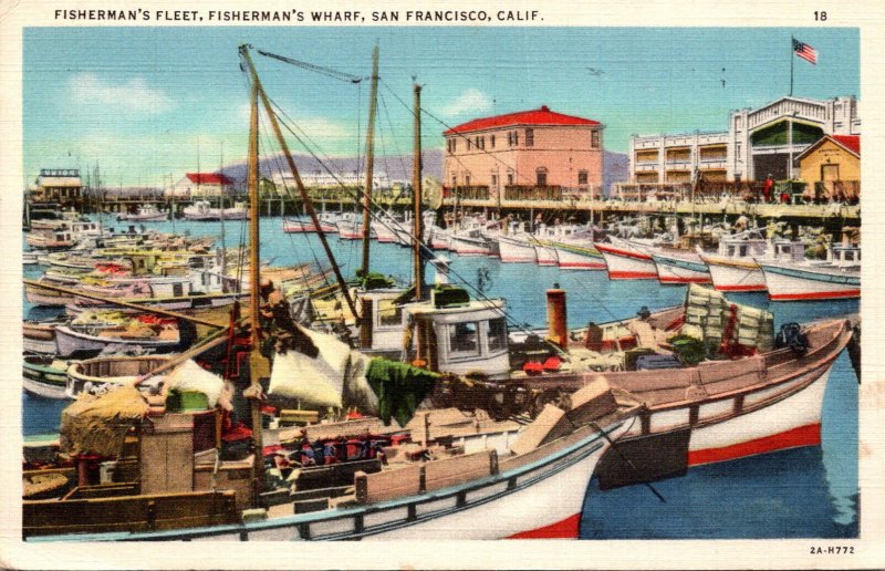 California San Francisco Fisherman's Wharf Fishing Fleet 1939