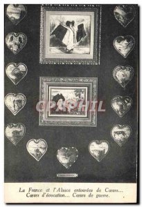 Old Postcard Fantaisie Heart France and the & # 39Alsace surrounded by hearts...