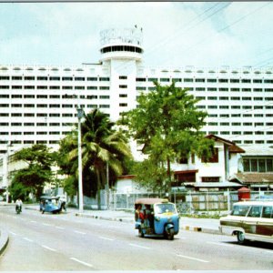 c1970s Bangkok Thailand Narai Hotel Silom Road Tuk-Tuk Revolving Tower Postcard