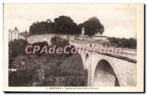 Postcard Old Nontron Viaduct And Place Saint Etienne