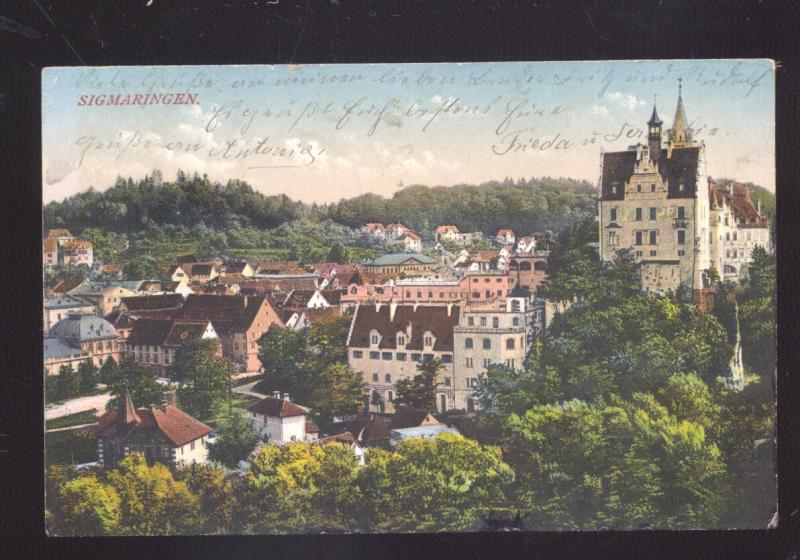 SIGMARINGEN GERMANY BIRDSEYE VIEW ANTIQUE VINTAGE POSTCARD