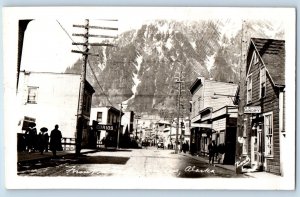 Juneau Alaska AK Postcard RPPC Photo Front Street Dirt Road Curios c1910's