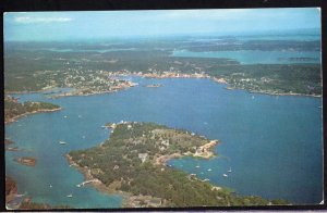 Maine BOOTHBAY REGION Aerial View showing Boothbay Harbor - Chrome