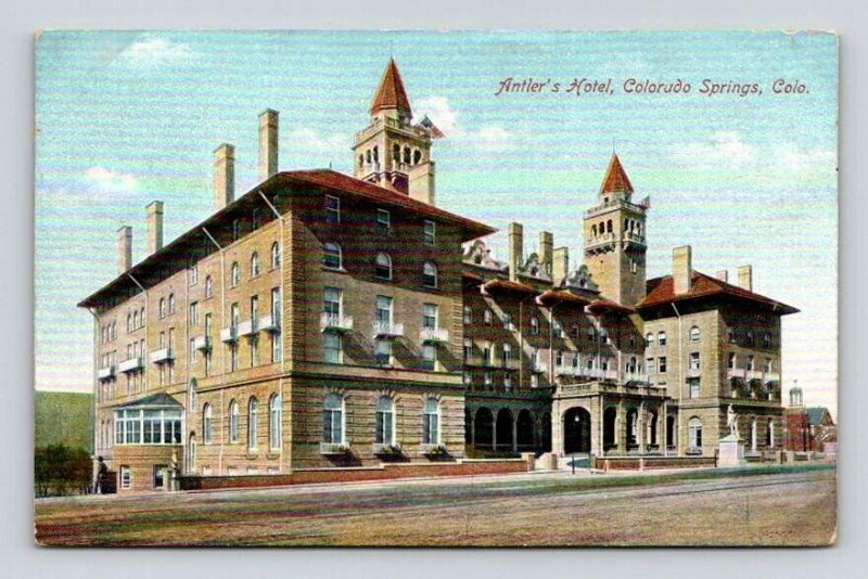 Colorado Springs Antler's Hotel Vintage Postcard