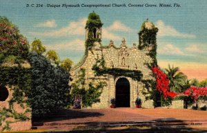 Florida Miami Coconut Grove Plymouth Congregational Church Curteich