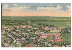 Postcard Aerial View Texas State College Women Denton Texas TX