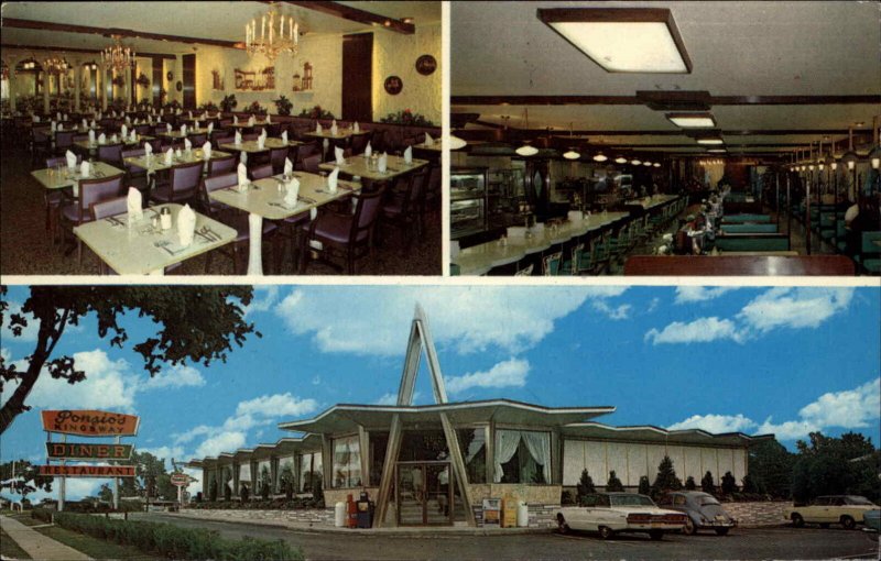 Cherry Hill New Jersey NJ Ponzio's Kingsway Diner Interior c1950s-60s Postcard