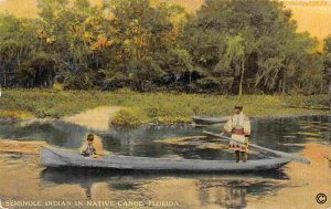 Seminole Canoe Native American Indian Florida 1910c postcard