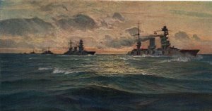 Imperial Russian Navy Battleship Art Rare Squadron Line Postcard