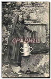 Postcard Pyrenees Old Girl Ossaloise has Folklore fountain