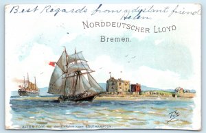 Steamship Ocean Liner Ship Postcard Nord Lloyd Bremen Line