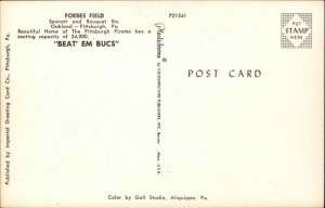 Pittsburgh Pennsylvania PA Pirates Baseball Forbes Field 1950s-60s  Postcard
