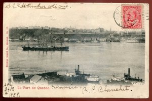 h133 - QUEBEC CITY Postcard 1904 Harbor View. Steamers