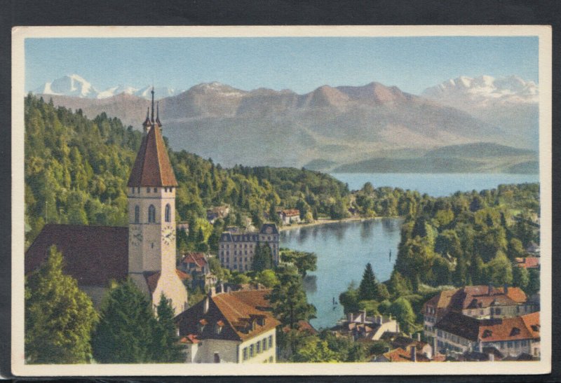 Switzerland Postcard - Schlosskirche Thun Mit Thunersee, Jungfrau   T9655