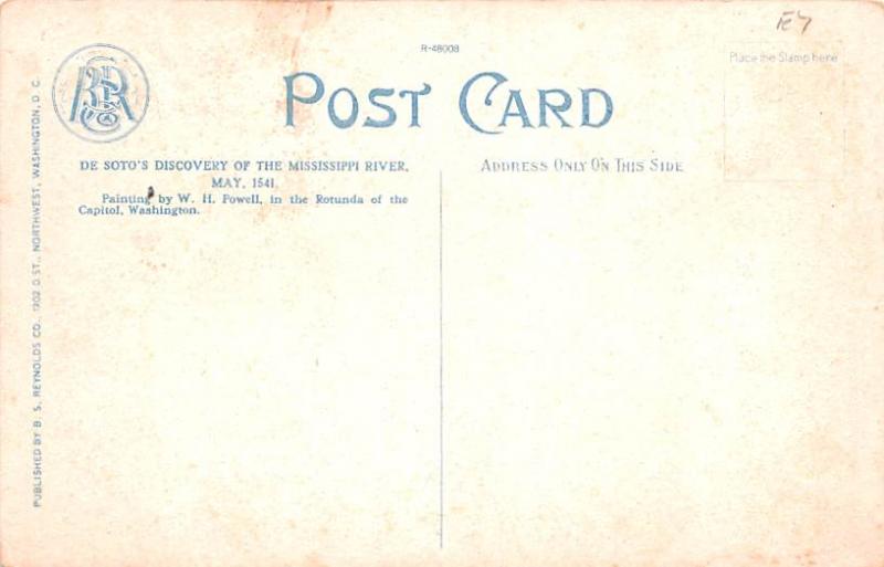 Colonial Post Card Old Vintage Antique Postcard De Soto's Discovery of t...