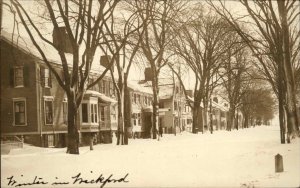 Wickford RI Rhode Island Street in Winter c1910 Real Photo Postcard