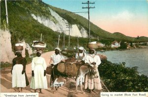 c1910 Postcard; Women Going to Market, Rock Fort Road Jamaica Unposted Nice