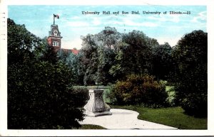 Illinois Champaign University Hall and Sun Dial University Of Illinois 1933