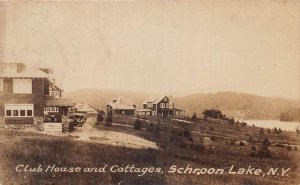 Schroon Lake New York Club House and Cottages Real Photo Postcard AA69853