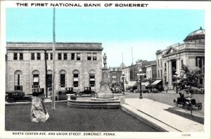 Somerset, PA Pennsylvania FIRST NATIONAL BANK OF SOMERSET Street Scene Postcard