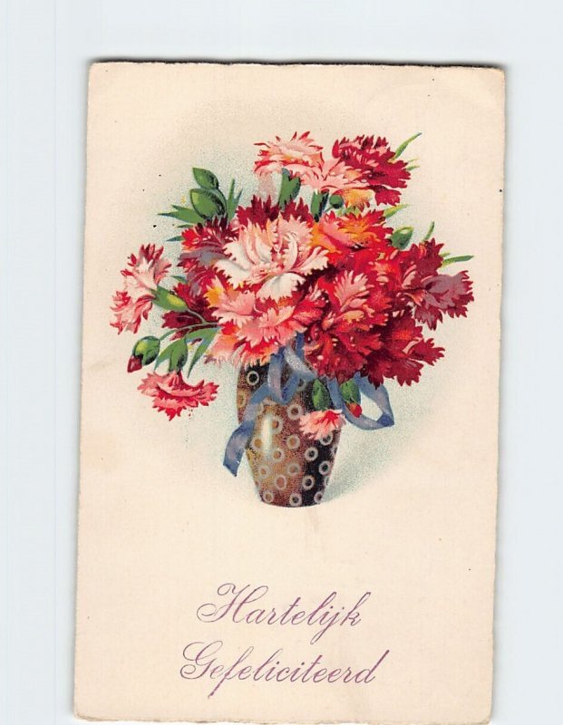 Postcard Flower Vase Congratulations Card