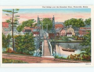 Unused Pre-1980 BRIDGE SCENE Waterville Maine ME d3235