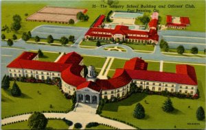 Postcard GA Fort Benning Infantry School Building and Officers' Club 1930s J2