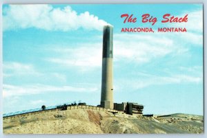 Anaconda Montana Postcard Big Stack  Mining Company Smelter Building View c1960