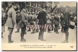 Old Postcard Militaria The celebrations of Victory 14 July 1919 The three Mar...