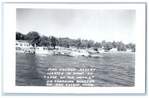 Oak Island Minnesota Postcard Flag Island Resort Heart Lake Woods Canadian c1940