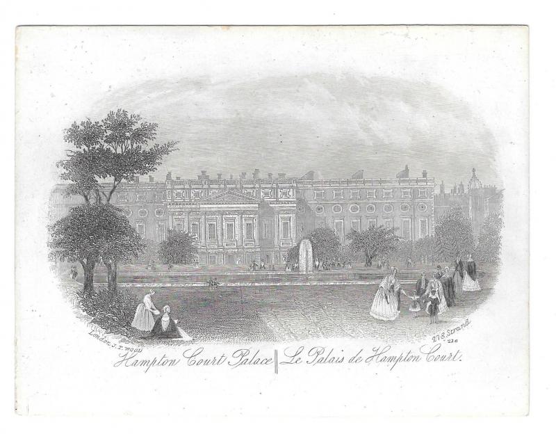 Hampton Court Palace 1851 Steel LIne Engraving Views of London J T Wood Print