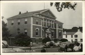 Bowling Green KY City Hall CLINE Real Photo Postcard - Old Cars