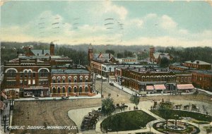 Vintage Postcard;Birdseye View Public Square Monmouth IL Warren County, Wheelock