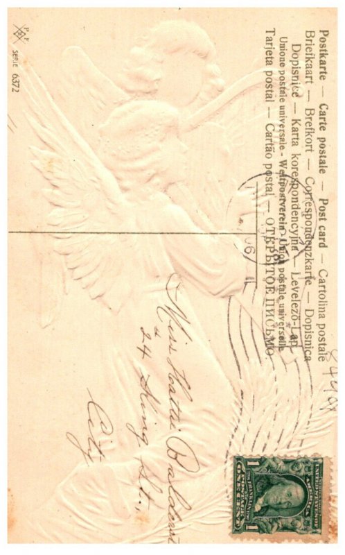 Christmas , Angels Playing Harp , glitter