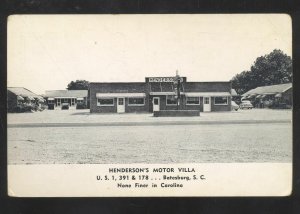 BATESBURG SOUTH CAROLINA HENDERSON'S MOTOR VILLA ADVERTISING POSTCARD SC