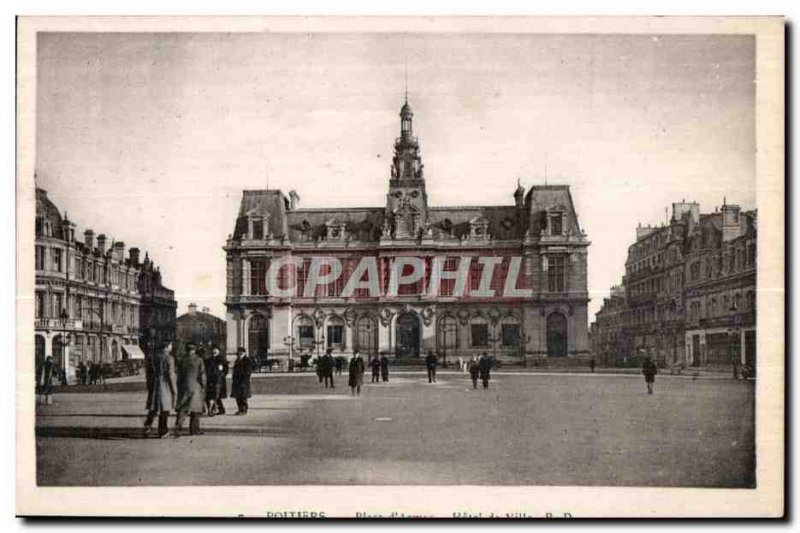 Old Postcard Poitiers Place of arms City Hotel