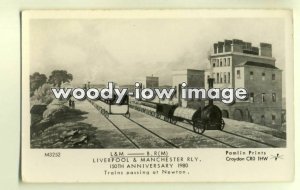 pp1834 - Liverpool & Manchester Railway - Trains at Newton - Pamlin postcard