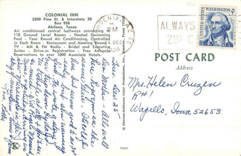 Abilene Texas Colonial Inn Multiview Vintage Postcard K89849