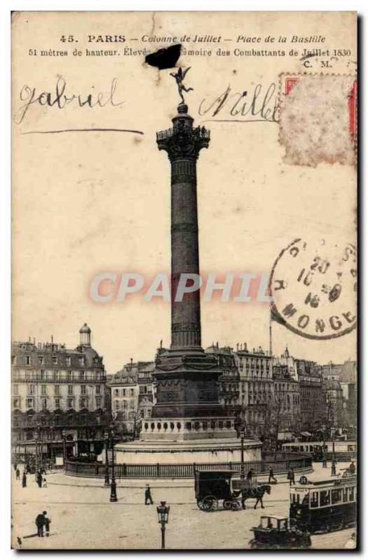 Paris - 11 Place de la Bastille - July Column - Old Postcard