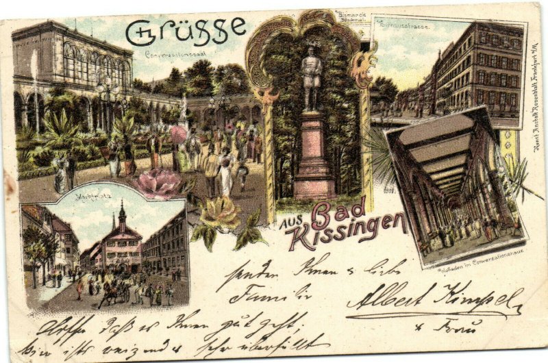 PC GERMANY, GRÜSSE AUS BAD KISSINGEN, Vintage LITHO Postcard (b31904)