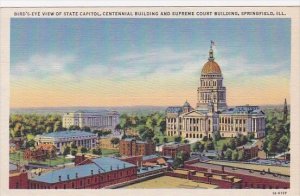 Illinois Springfield Birds Eye View Of State Capitol Centennial Building And ...