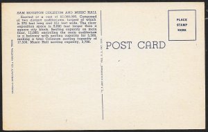 Sam Houston Coliseum & Music Hall Houston Texas Unused c1948