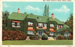 Vintage Postcard 1950 Mrs. Ralph Johnson's Estate House Belfast Maine Structure