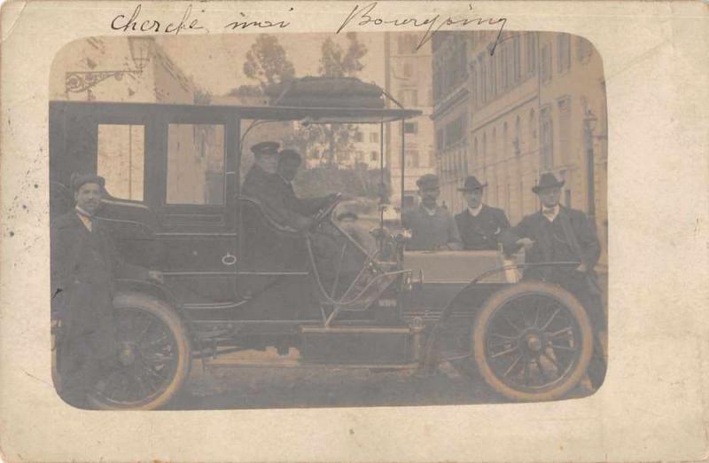 Italy Man Driving Old Auto Real Photo Antique Postcard J67626