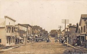 Hammond NY Main Street storefronts Horse & Wagons Ice Cream Sign RPPC Postcard