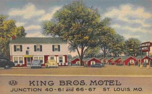 King Bros Motel US Route 66 St Louis Missouri 1947 linen postcard