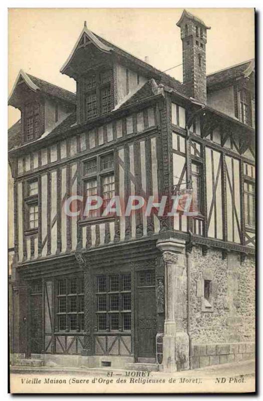 Old Postcard Old House Moret Sucre d & # 39Orge religious Moret